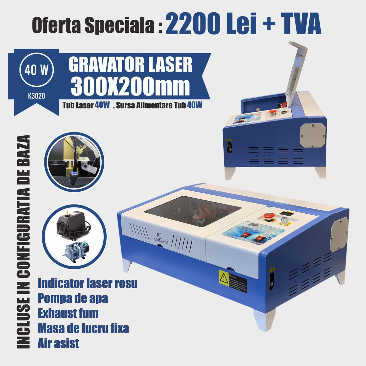 Gravator laser K6040 60W - Europaper Brasov - Utilaje Finisare Print