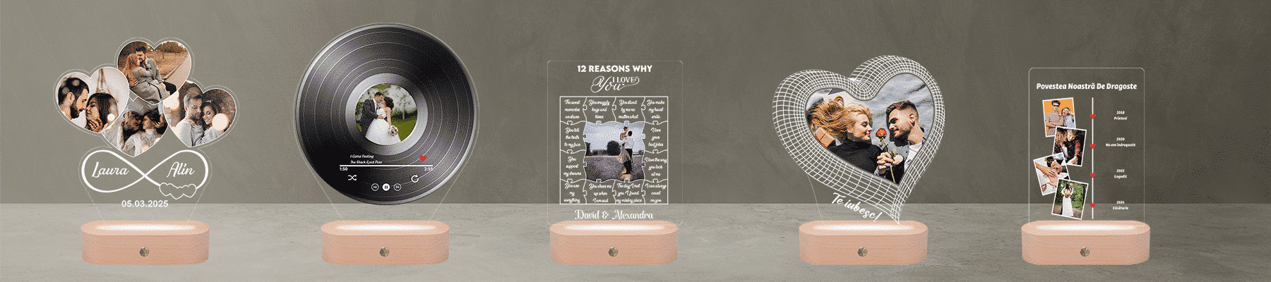 lampa led 3d dragoste personalizata